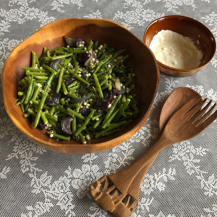 Haricots verts salade Haricots verts salade met uien en parelcouscousmet uien en parelcouscous