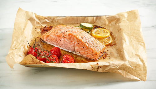 Zalm uit de oven met citroen en knapperige groenten