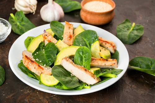 Koolhydraatarme salade met kip