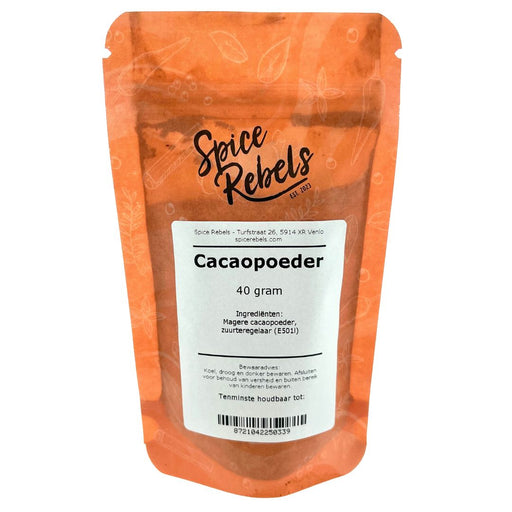 Cacaopoeder vooraanzicht zak s