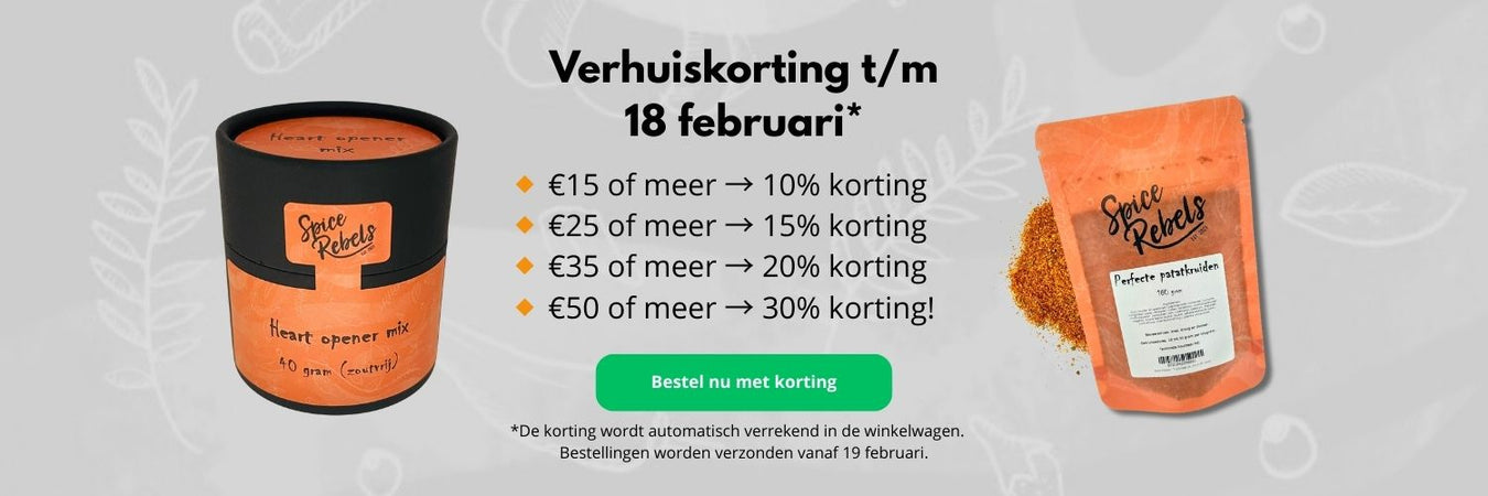 Verhuiskorting t/m 18 februari. Bestellingen worden vanaf 19 februari verzonden.