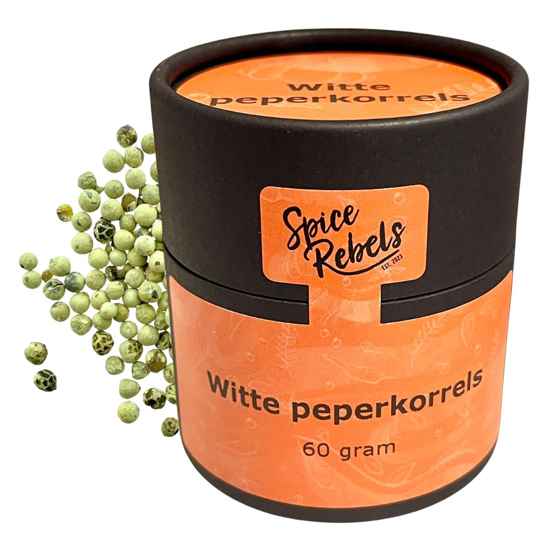 witte peperkorrels pot