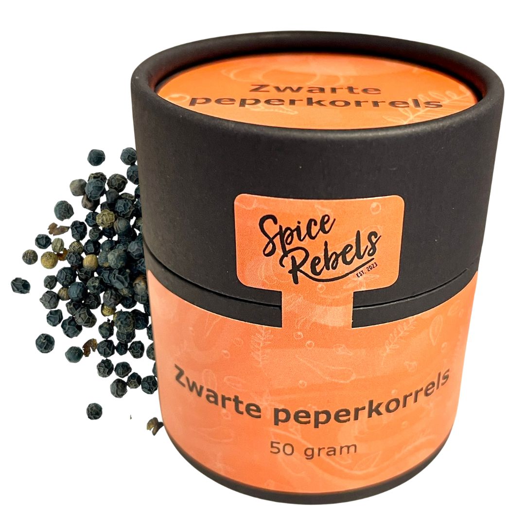 Zwarte peperkorrels potje